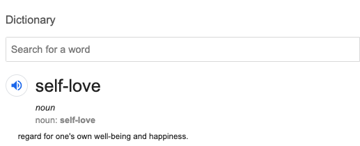 Self Love meaning in Dictionary. 