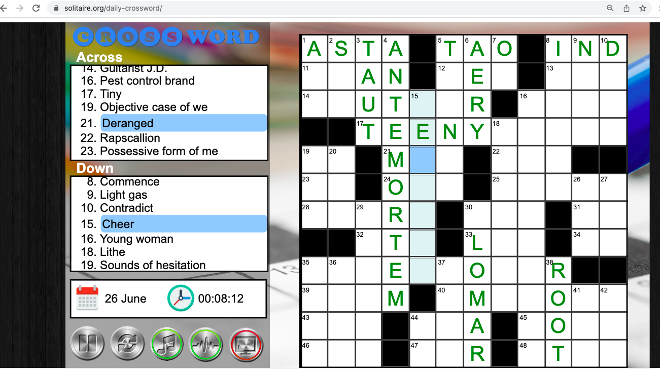 Online crossword