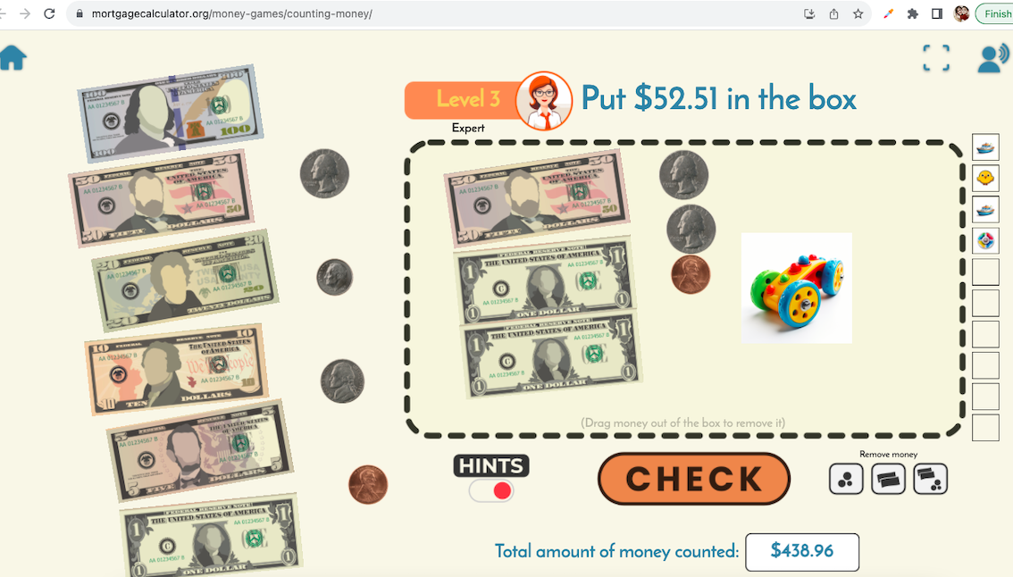 Fun games to make kids learn money